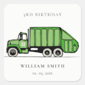 Echte groene vuilniswagen Kinder elke zondag Vierkante Sticker (Voorkant)