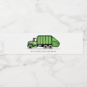 Echte groene vuilniswagen Kinder elke zondag Waterfles Etiket (Enkel label)