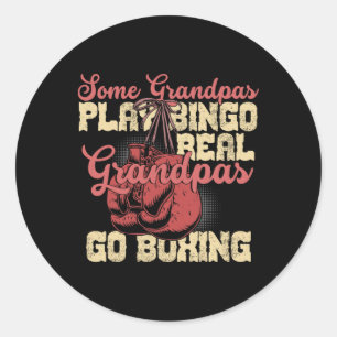 Echte grootvaders gaan boksen Funny Grandpa-cadeau Ronde Sticker