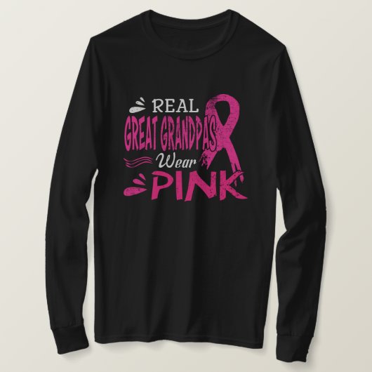 Echte grote opa Draag roze borstkanker Awarene T-shirt (Design voorkant)