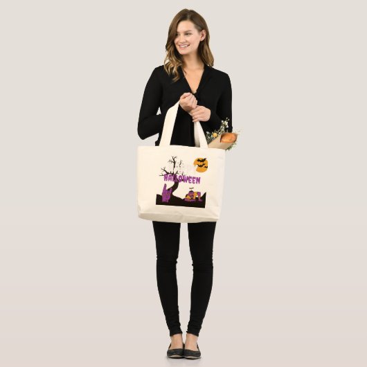 Echte Halloween-angst wacht Grote Tote Bag (Voorkant (model))