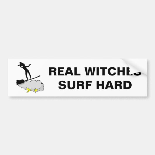 Echte heks Surf hard Bumpersticker (Voorkant)