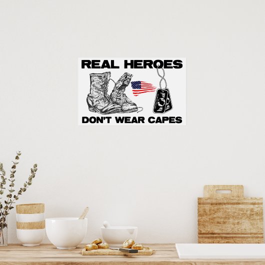 Echte helden Draag geen kaken! Poster (Keuken)