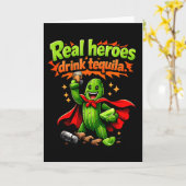 Echte Helden Drinken Tequila Cactus Feest Crew Gra Kaart (Gele Bloem)