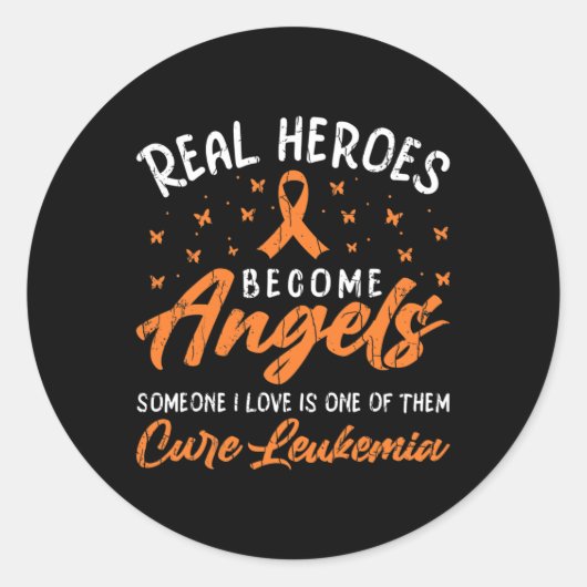 Echte helden worden engelen blij leukemie bewustzi ronde sticker (Voorkant)