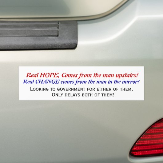Echte hoop, echte verandering bumpersticker (Op auto)