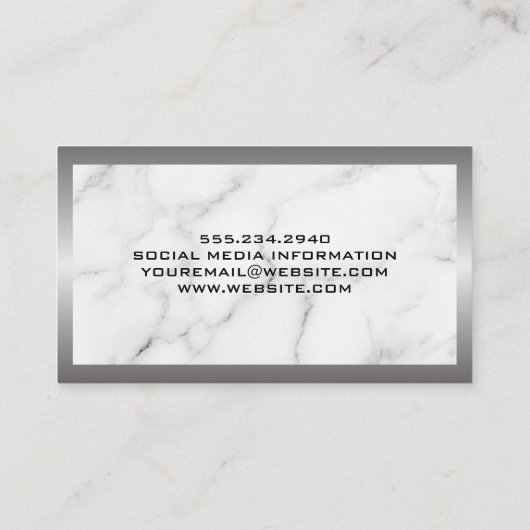 Echte huizen | Palmbomen | Metaal | Marmer Visitekaartje (Achterkant)