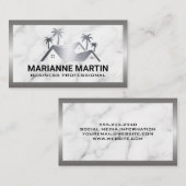 Echte huizen | Palmbomen | Metaal | Marmer Visitekaartje (Voorkant / Achterkant)