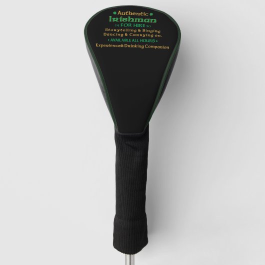 Echte Ier Te Huur Grappig Golfheadcover (Voorkant)