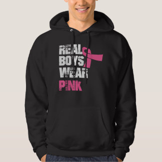 Echte jongens draag roze borstkanker hoodie