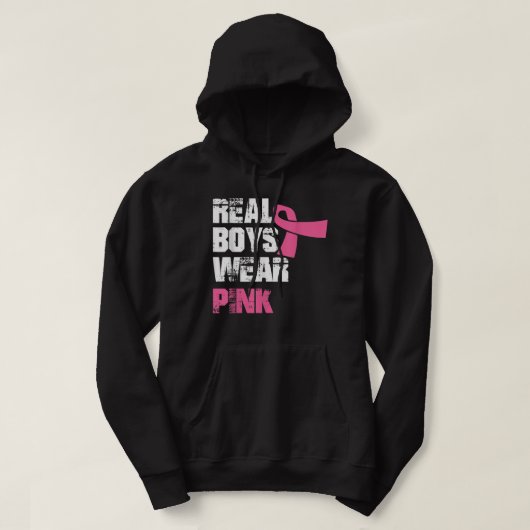 Echte jongens draag roze borstkanker hoodie (Design voorkant)