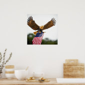 ECHTE KALE ADELAAR VLIEGEN MET AMERIKAANSE VLAG POSTER (Keuken)