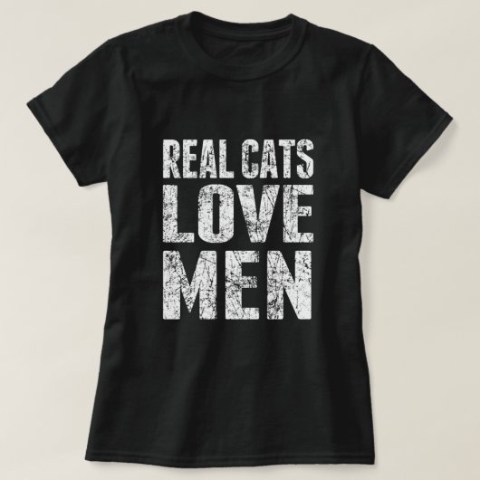 Echte katten houden van Mannen T-shirt (Design voorkant)