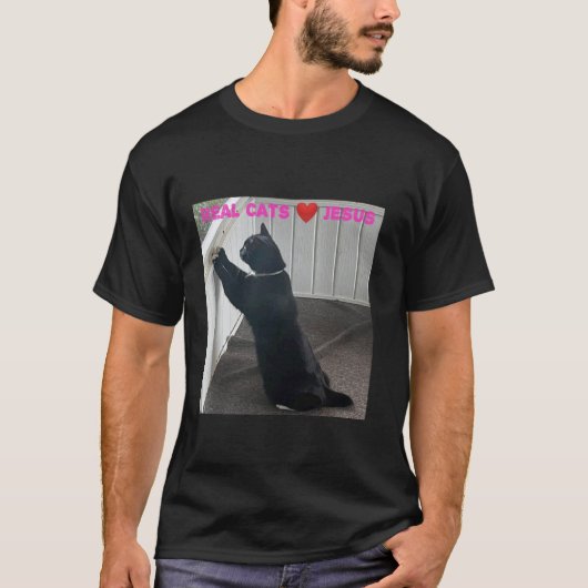 Echte Katten Liefhebben Jezus T-shirt (Voorkant)