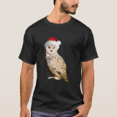 Echte kerstbosuil met een hapje en een feest t-shirt (Voorkant)