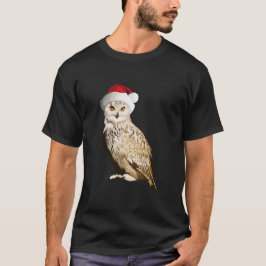 Echte kerstbosuil met een hapje en een feest t-shirt