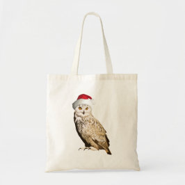 Echte kerstbosuil met een hapje en een feest tote bag
