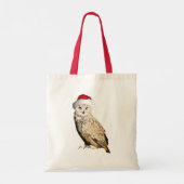 Echte kerstbosuil met een hapje en een feest tote bag (Achterkant)