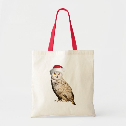 Echte kerstbosuil met een hapje en een feest tote bag (Voorkant)