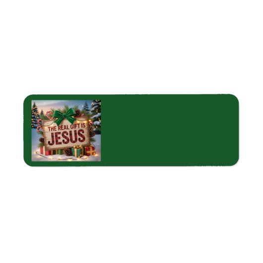 Echte Kerstcadeau Jezus Adreslabels Etiket (Voorkant)