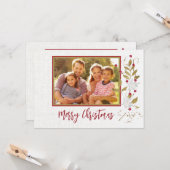 Echte kerstcadeau voor Poinsetta en Red Berry Kaart (Voorkant / Achterkant in situ)