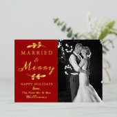 Echte kerstfoto voor getrouwde en prettige paren folie feestdagenkaart (Staand Voorkant)