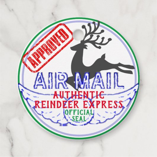 Echte Kerstman Luchtpost Zegel Bedankjes Labels (Voorkant)