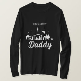 Echte Kerststal Kerst Vader Familie Pyjama T-shirt