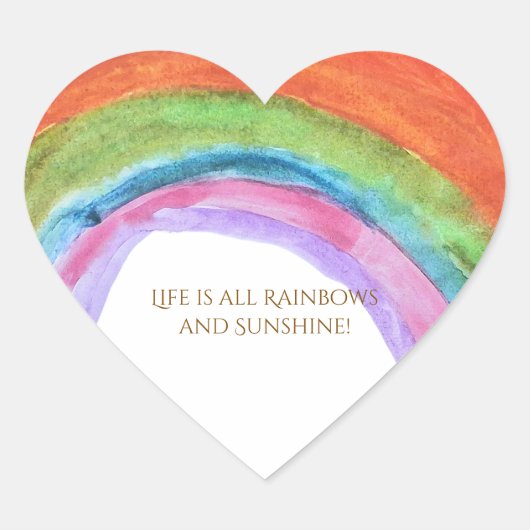 Echte Kinderen Regenboog Waterverf Verjaardag Hart Sticker (Voorkant)