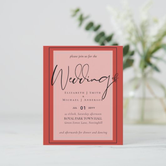 Echte Kleur Script Typografie Budget Bruiloft (Staand voorkant)