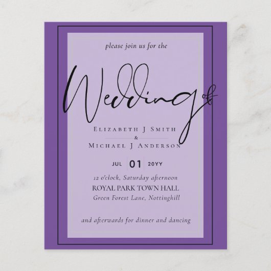 Echte Kleur Script Typografie Budget Bruiloft (Voorkant)