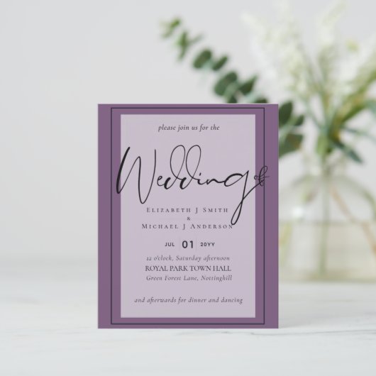 Echte Kleur Script Typografie Budget Bruiloft (Staand voorkant)