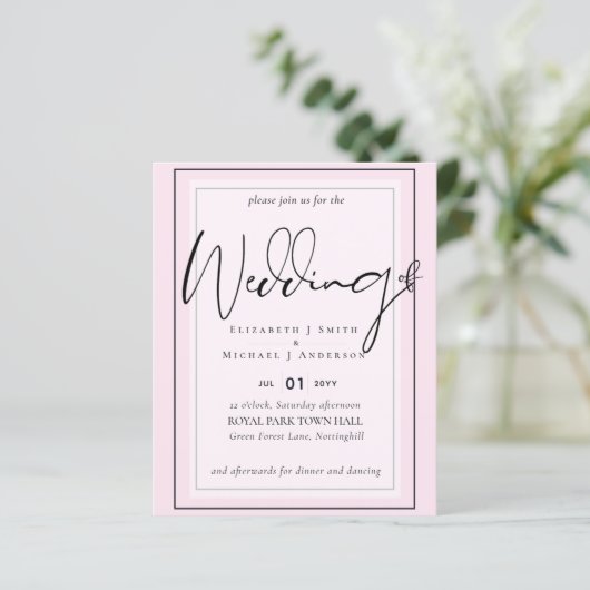 Echte Kleur Script Typografie Budget Bruiloft (Staand voorkant)