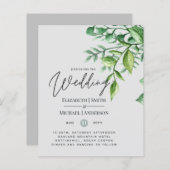 Echte kleuren - GREENERY Budget Wedding Invitation (Voorkant / Achterkant)