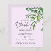 Echte kleuren - GREENERY Budget Wedding Invitation (Voorkant / Achterkant)