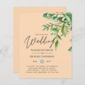 Echte kleuren - GREENERY Budget Wedding Invitation (Voorkant / Achterkant)