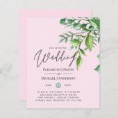 Echte kleuren - GREENERY Budget Wedding Invitation (Voorkant / Achterkant)