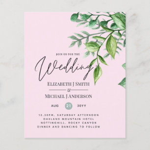 Echte kleuren - GREENERY Budget Wedding Invitation