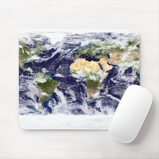 Echte kleurenfoto van de hele Aarde Muismat (Met muis)