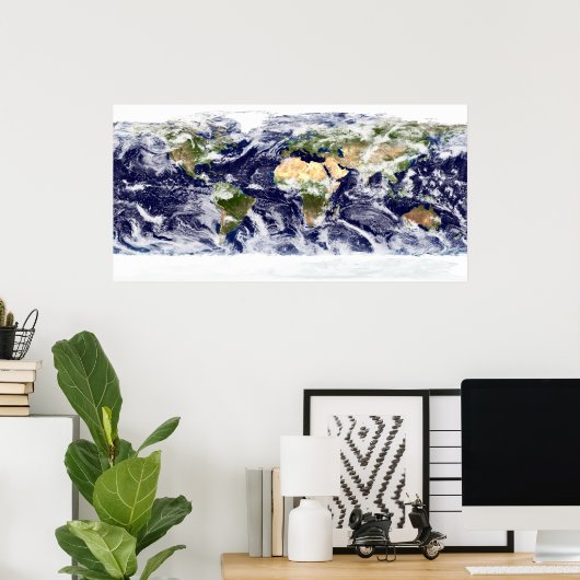Echte kleurenfoto van de hele Aarde Poster (Thuiskantoor)