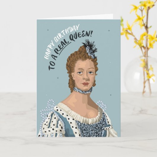 Echte Koningin Charlotte Verjaardag Kaart (Gele Bloem)