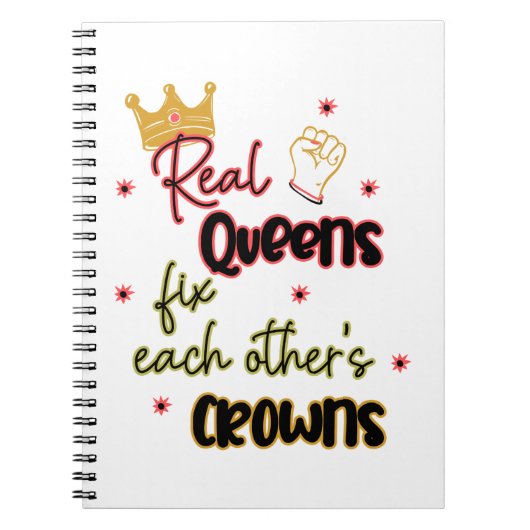Echte koninginnen maken elkaars kronen vast notitieboek (Voorkant)