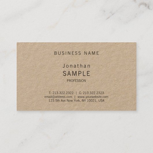 Echte Kraft Paper Elegant Script Moderne Unieke Fi Visitekaartje (Achterkant)
