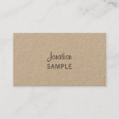 Echte Kraft Paper Elegant Script Moderne Unieke Fi Visitekaartje (Voorkant)