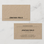 Echte Kraft Papier Moderne Elegante Eenvoudige Sja Visitekaartje (Voorkant / Achterkant)