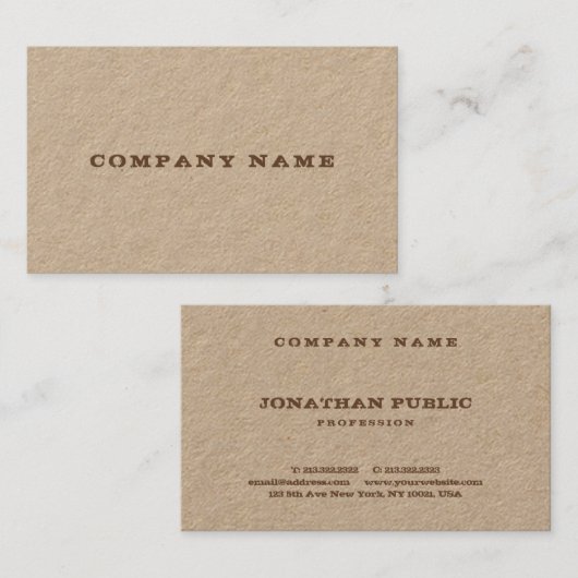 Echte Kraft papier verdrietige tekst Sjabloon luxe Visitekaartje (Voorkant / Achterkant)