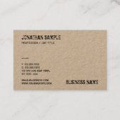 Echte Kraft papier verdrietige tekst Sjabloon Mode Visitekaartje (Voorkant)