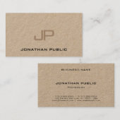 Echte Kraftpapier-Document Elegant Monogram Modern Visitekaartje (Voorkant / Achterkant)