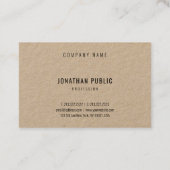 Echte Kraftpapier-document Elegante Moderne Bedrij Visitekaartje (Achterkant)