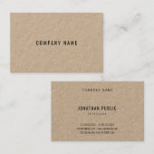 Echte Kraftpapier-document Elegante Moderne Bedrij Visitekaartje (Voorkant / Achterkant)